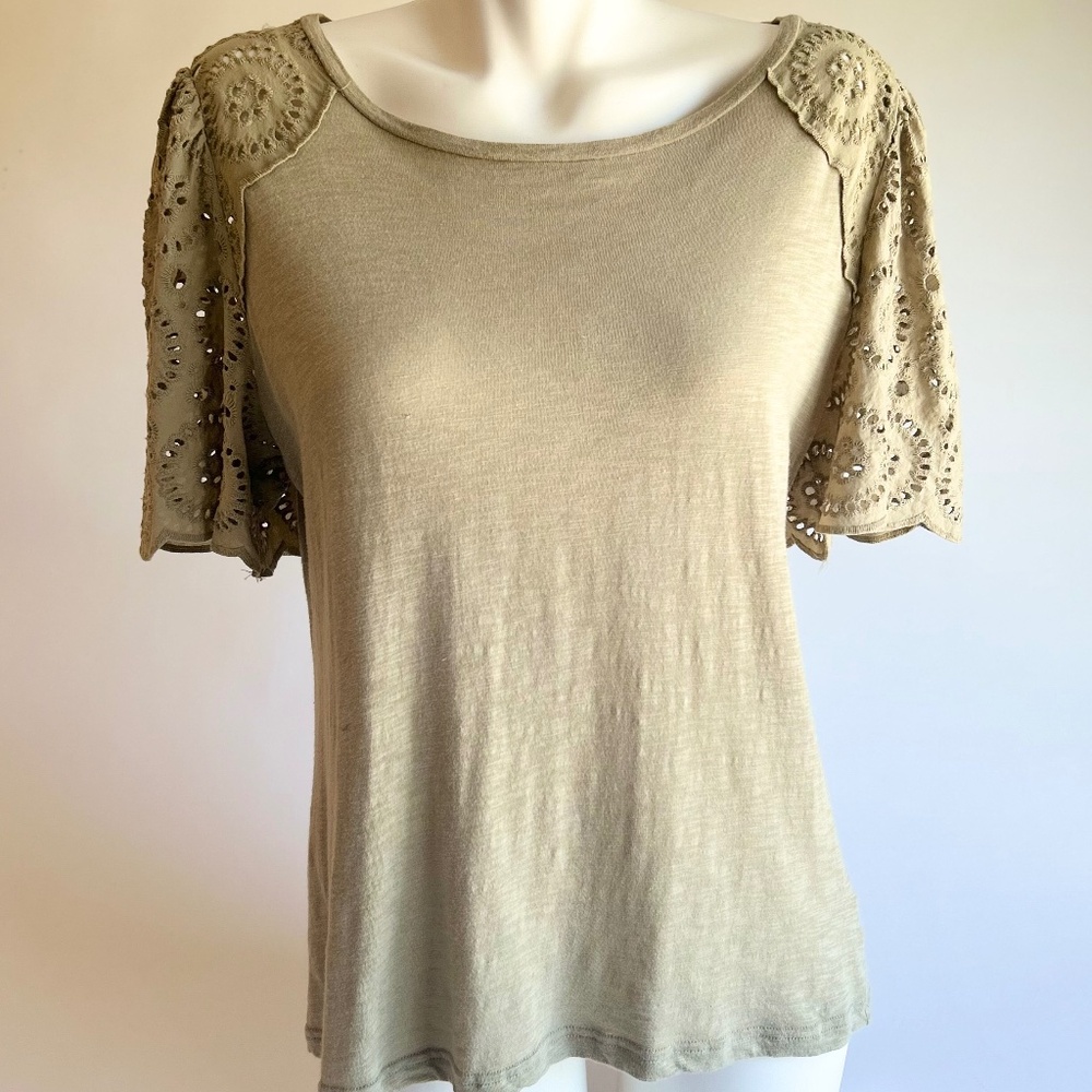 New TTAHARI Khaki Cotton Short Sleeve Top size XL